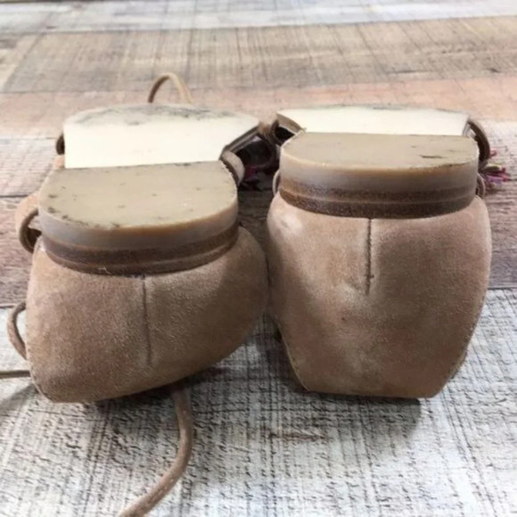 Steve Madden Swizzle Leather Gladiator Sandals Womens 7 Suede Lace Up Fringe Toe - Picture 10 of 11